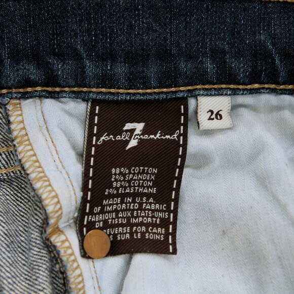 7 For All Mankind Josefina Distressed Mid Rise Straight Leg Jeans - Picture 13 of 15